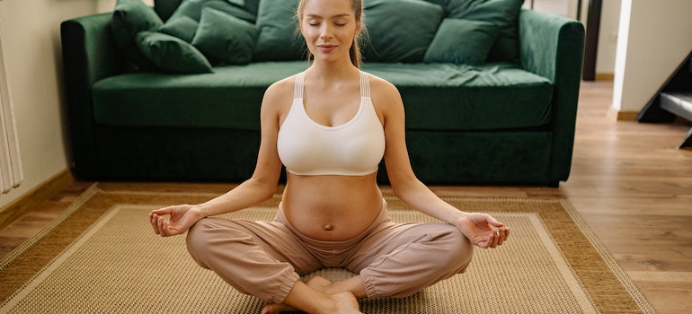 Pregnant woman meditating