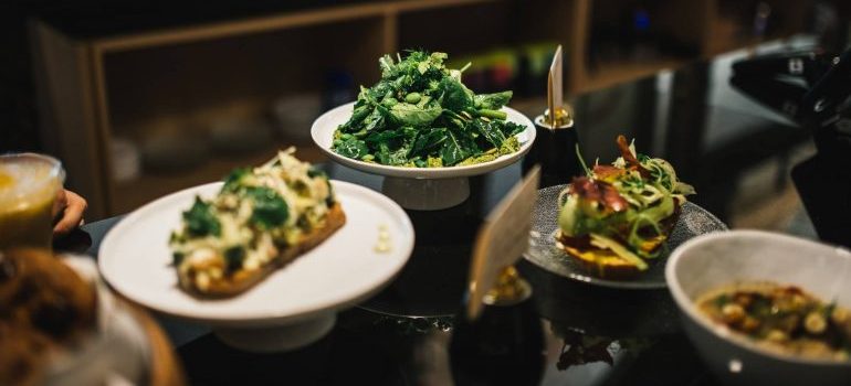Different meals on a restaurant table