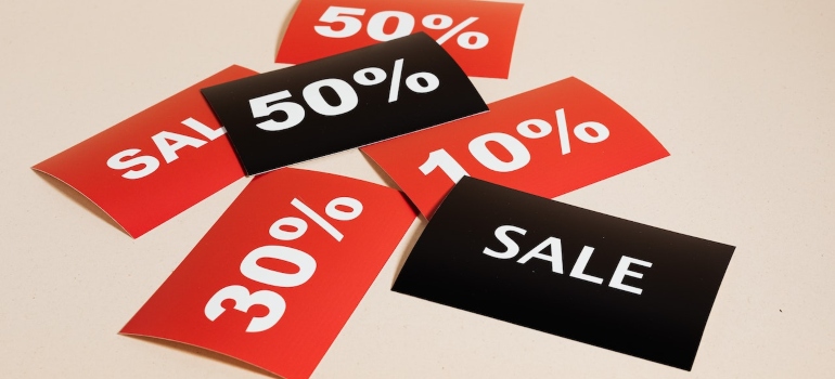 Picture of red and black labels on a white surface